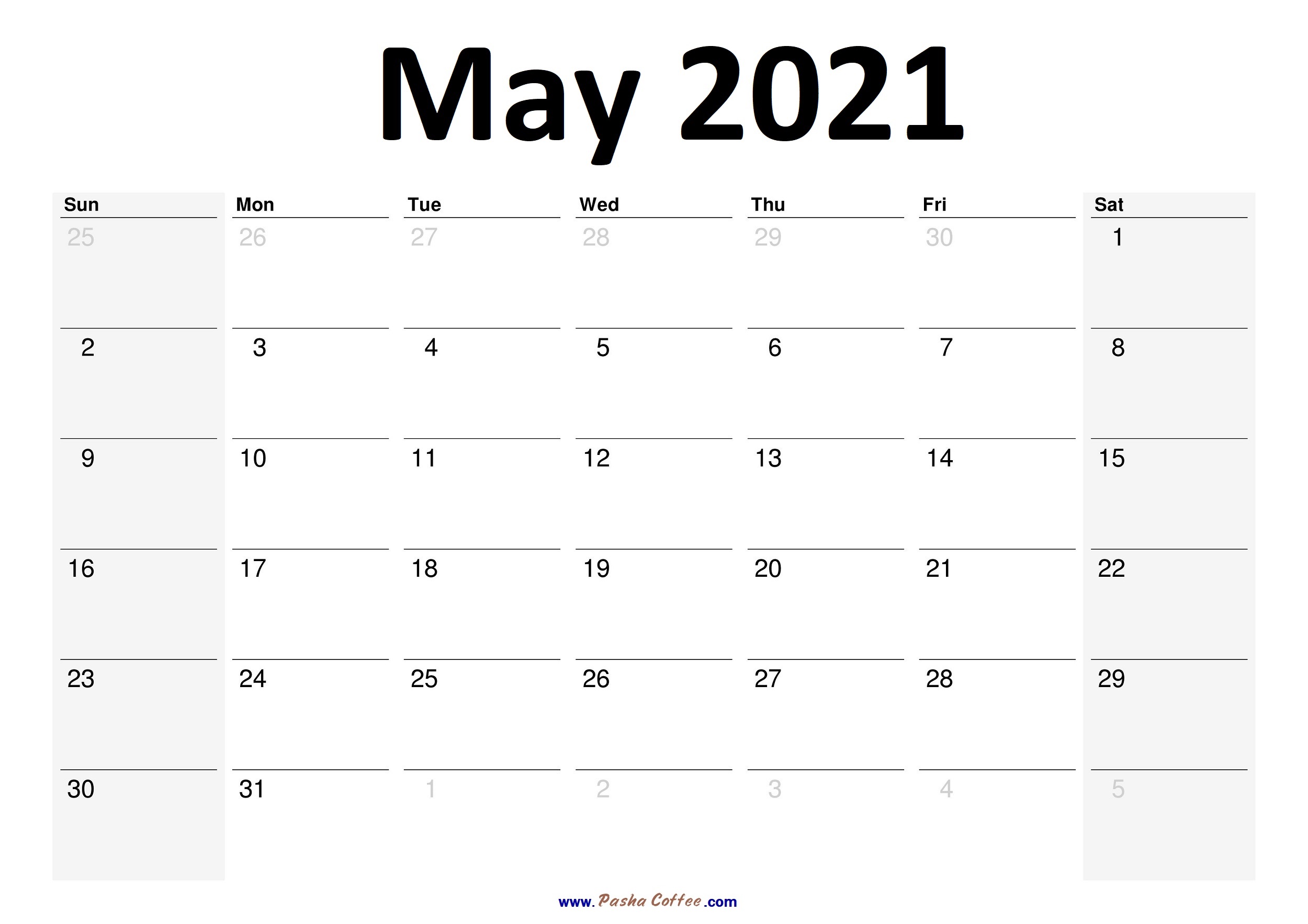 2021 May Calendar Planner Printable Monthly