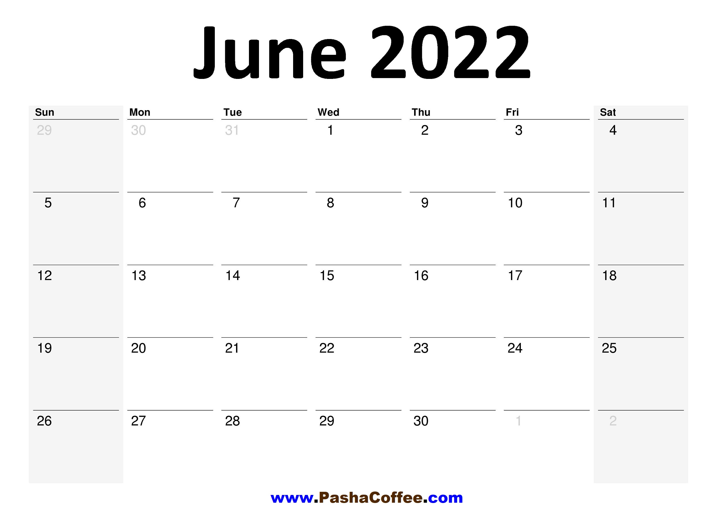 June Calendar 2022 Printable 2022 June Calendar Planner Printable Monthly – Pashacoffee.com