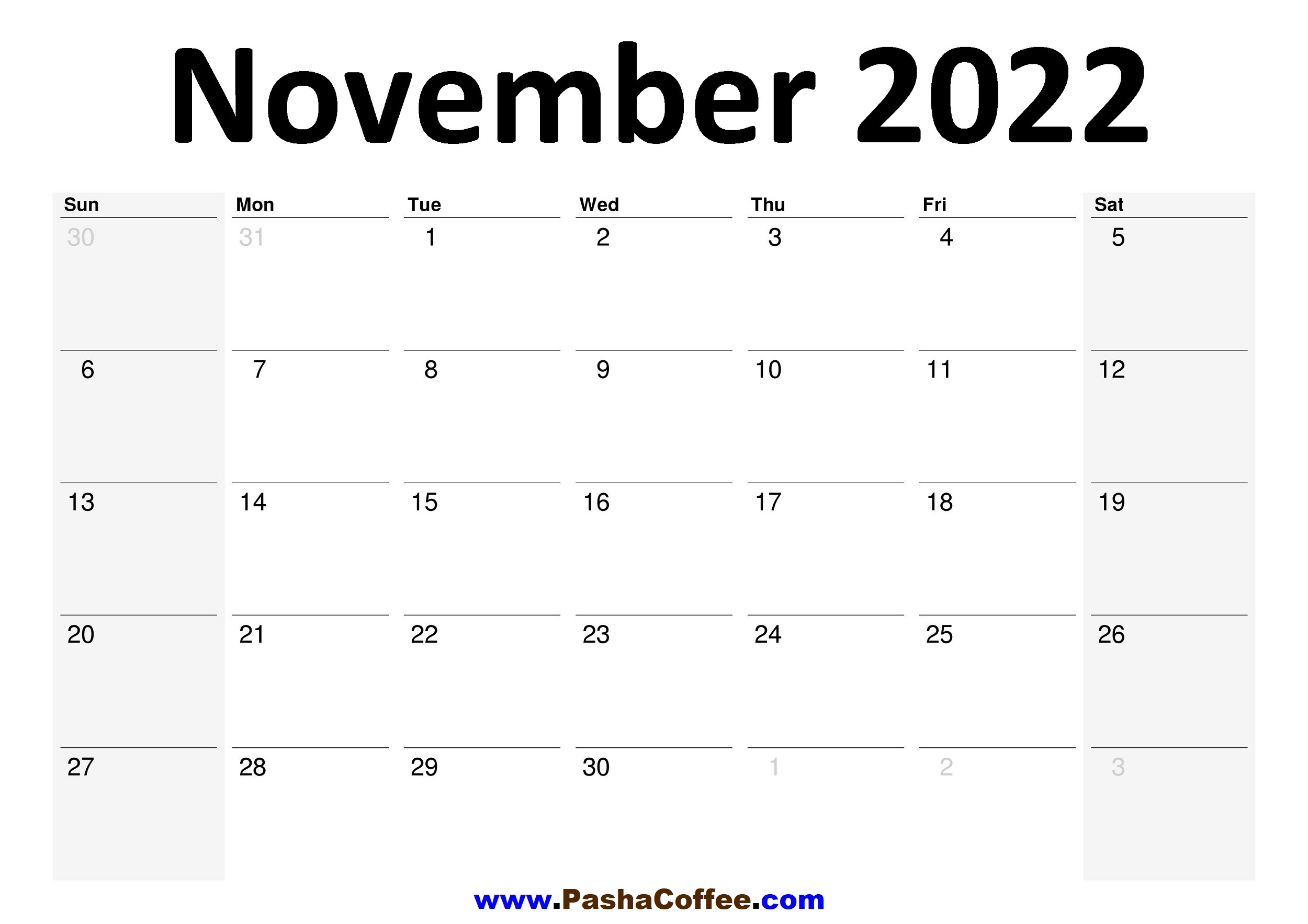 Monthly Calendar 2022 November 2022 November Calendar Planner Printable Monthly – Pashacoffee.com