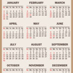 2022 Calendar with Holidays, Printable Free, Vertical, Beige