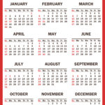 2022 Calendar with Holidays, Printable Free, Vertical, Red