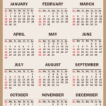 2023 Calendar with Holidays, Printable Free, Vertical, Beige