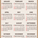 2024 Calendar with Holidays, Printable Free, Vertical, Beige