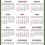 2024 Calendar with Holidays, Printable Free, Vertical, Green