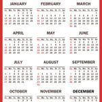 2025 Calendar with Holidays, Printable Free, Vertical, Red
