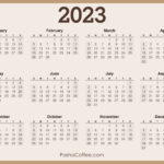 2023 Calendar Printable Free, Horizontal, Beige