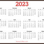 2023 Calendar Printable Free, Horizontal, Brown