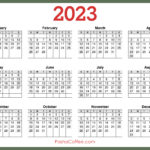 2023 Calendar Printable Free, Horizontal, Green