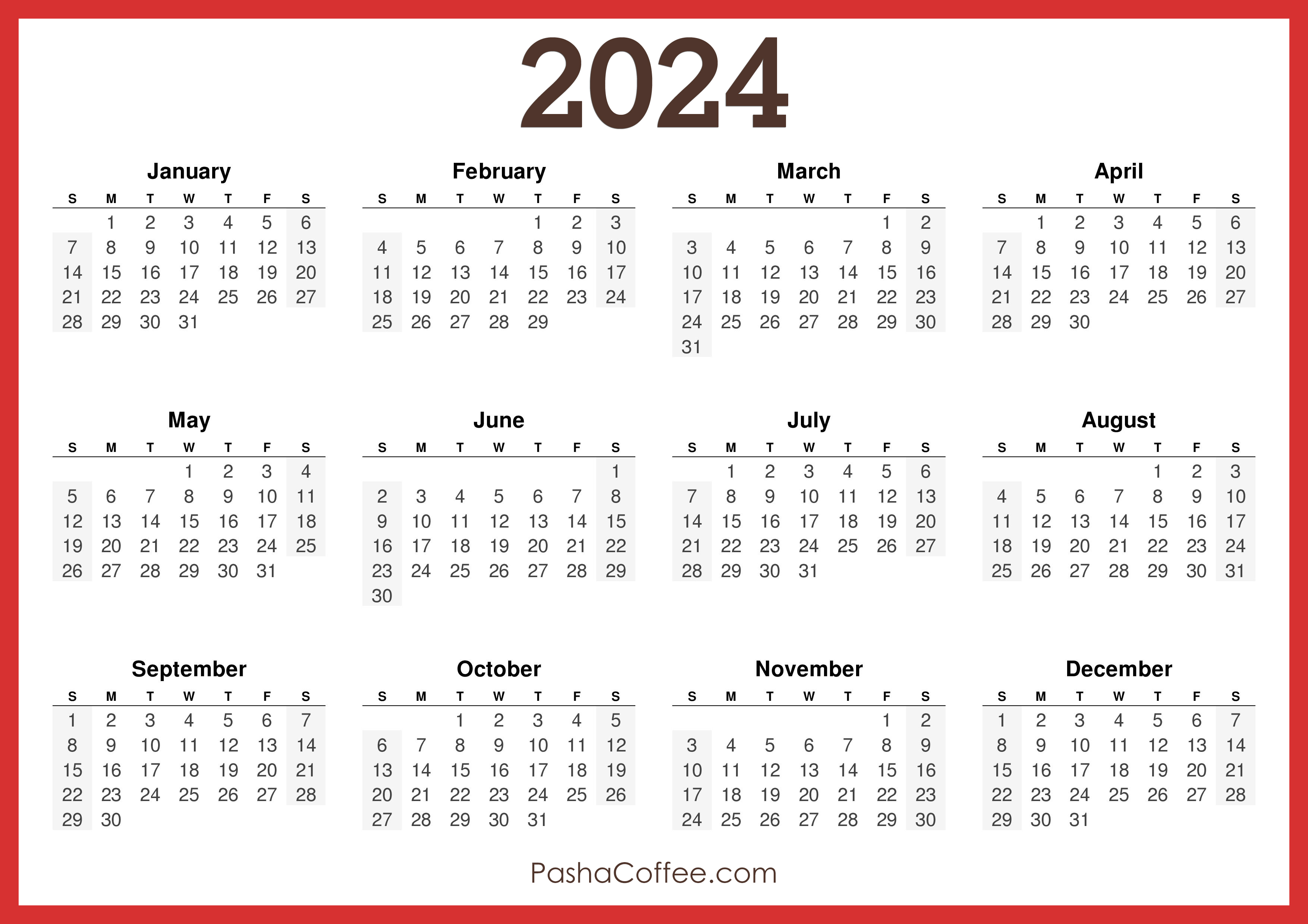 2024 Weekly Calendar Printable Free Pdf One Page Online Holiday 2024