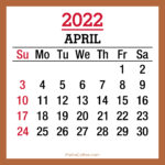 April 2022 Monthly Calendar, Printable Free, Beige, Sunday Start
