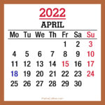 April 2022 Monthly Calendar with UK Holidays, Printable Free, Beige