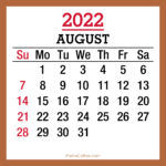 August 2022 Monthly Calendar, Printable Free, Beige, Sunday Start