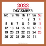 December 2022 Monthly Calendar, Printable Free, Beige, Monday Start