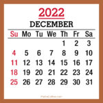 December 2022 Monthly Calendar, Printable Free, Beige, Sunday Start