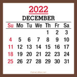 December 2022 Monthly Calendar, Printable Free, Brown, Sunday Start