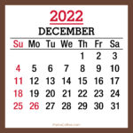 December 2022 Monthly Calendar with Holidays, Printable Free, Brown, Sunday Start