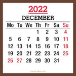 December 2022 Monthly Calendar with UK Holidays, Printable Free, Brown