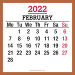 February 2022 Monthly Calendar, Printable Free, Beige, Monday Start