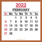 February 2022 Monthly Calendar, Printable Free, Beige, Sunday Start