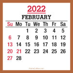 February 2022 Monthly Calendar with Holidays, Printable Free, Beige, Sunday Start