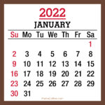 January 2022 Monthly Calendar, Printable Free, Brown, Sunday Start