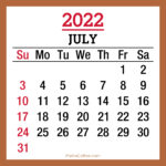 July 2022 Monthly Calendar, Printable Free, Beige, Sunday Start