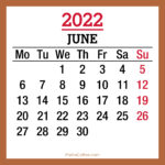 June 2022 Monthly Calendar, Printable Free, Beige, Monday Start