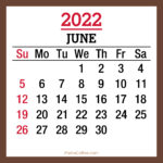 June 2022 Monthly Calendar, Printable Free, Brown, Sunday Start