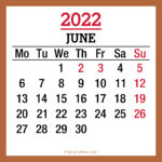 June 2022 Monthly Calendar with UK Holidays, Printable Free, Beige