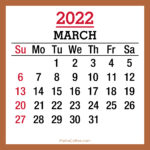 March 2022 Monthly Calendar with Holidays, Printable Free, Beige, Sunday Start