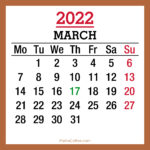March 2022 Monthly Calendar with UK Holidays, Printable Free, Beige