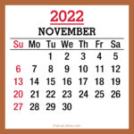 November 2022 Monthly Calendar, Printable Free, Beige, Sunday Start