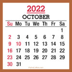 October 2022 Monthly Calendar with Holidays, Printable Free, Beige, Sunday Start