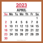 April 2023 Monthly Calendar, Printable Free, Beige, Sunday Start