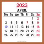 April 2023 Monthly Calendar with UK Holidays, Printable Free, Beige