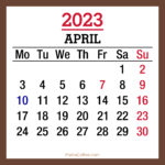 April 2023 Monthly Calendar with UK Holidays, Printable Free, Brown