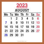August 2023 Monthly Calendar with UK Holidays, Printable Free, Beige
