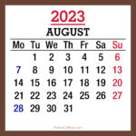 August 2023 Monthly Calendar with UK Holidays, Printable Free, Brown