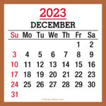 December 2023 Monthly Calendar, Printable Free, Beige, Sunday Start