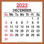 December 2023 Monthly Calendar with Holidays, Printable Free, Beige, Sunday Start