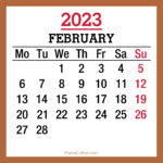 February 2023 Monthly Calendar, Printable Free, Beige, Monday Start