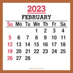 February 2023 Monthly Calendar, Printable Free, Beige, Sunday Start