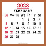 February 2023 Monthly Calendar with Holidays, Printable Free, Beige, Sunday Start