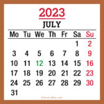 July 2023 Monthly Calendar with UK Holidays, Printable Free, Beige
