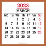 March 2023 Monthly Calendar, Printable Free, Beige, Monday Start