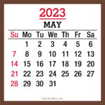 May 2023 Monthly Calendar, Printable Free, Brown, Sunday Start