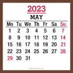 May 2023 Monthly Calendar with Holidays, Printable Free, Brown, Monday Start