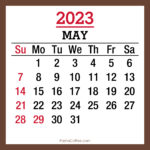 May 2023 Monthly Calendar with Holidays, Printable Free, Brown, Sunday Start