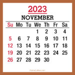 November 2023 Monthly Calendar, Printable Free, Beige, Sunday Start