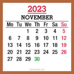 November 2023 Monthly Calendar with UK Holidays, Printable Free, Beige
